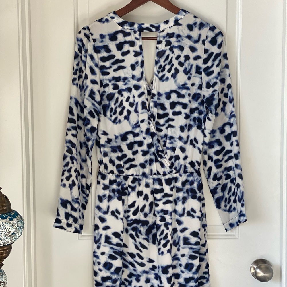 Blue & white leopard print Eight Sixty dress with cut out details.